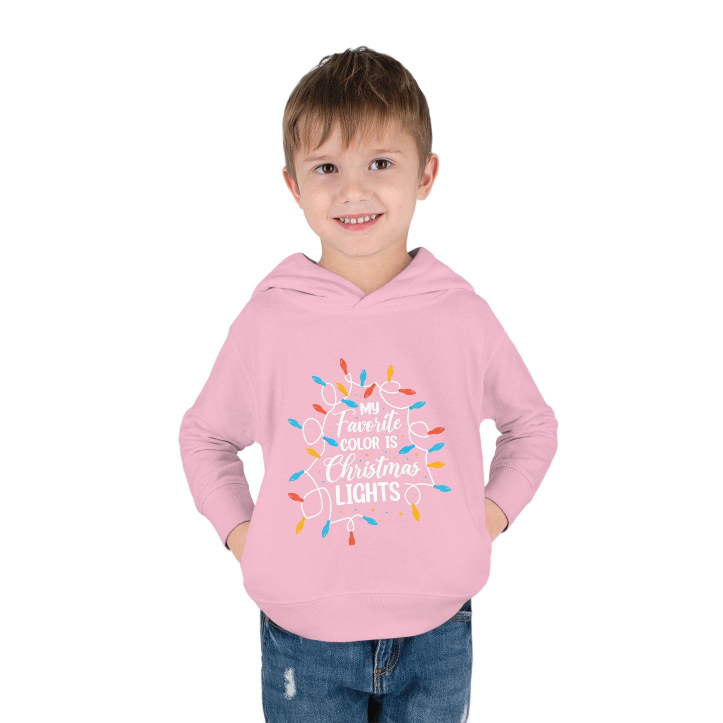 ~My Favorite Color is Christmas Lights~ 3D Christmas Toddler Pullover Fleece Hoodie by Rabbit Skins