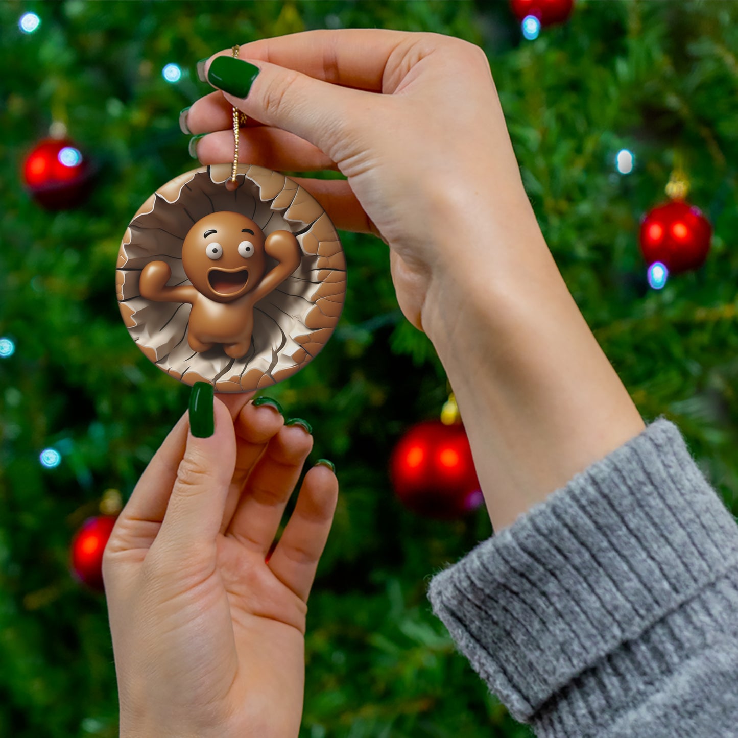 ~3D Gingerbread Man~ Ceramic Ornament